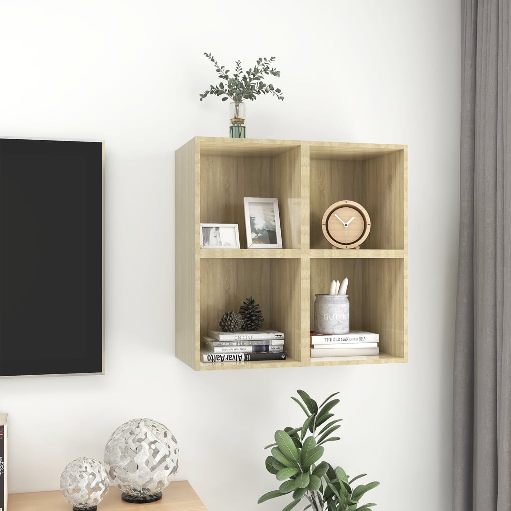 Veggskap 4 stk sonoma eik 37x37x37 cm konstruert tre