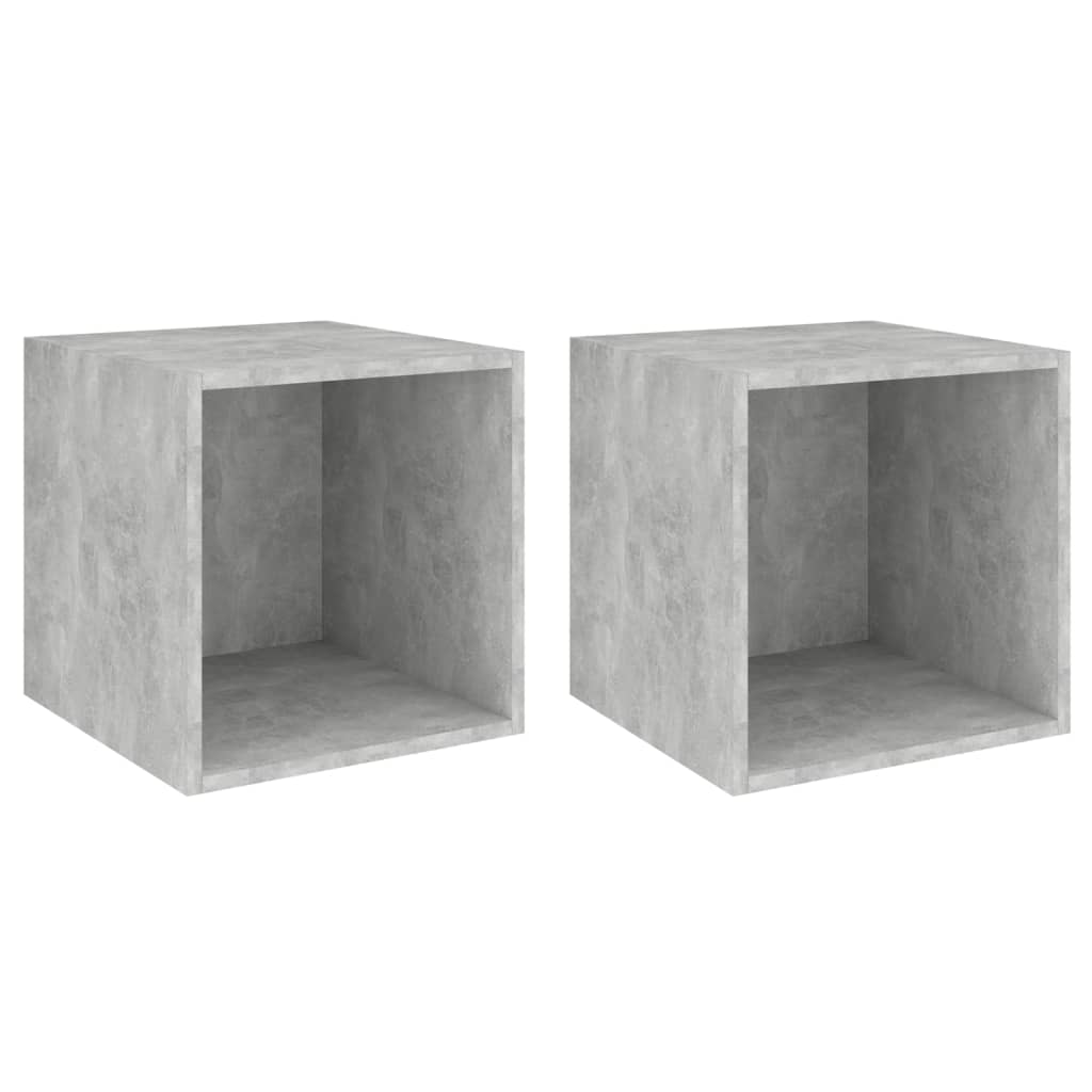 Veggskap i 2 stk 37x37x37 cm konstruert tre betonggrå