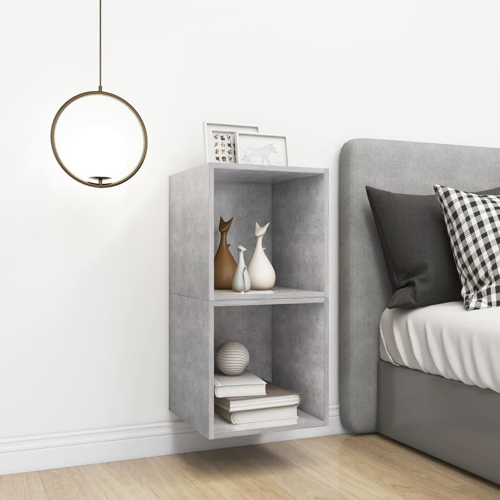 Veggskap i 2 stk 37x37x37 cm konstruert tre betonggrå
