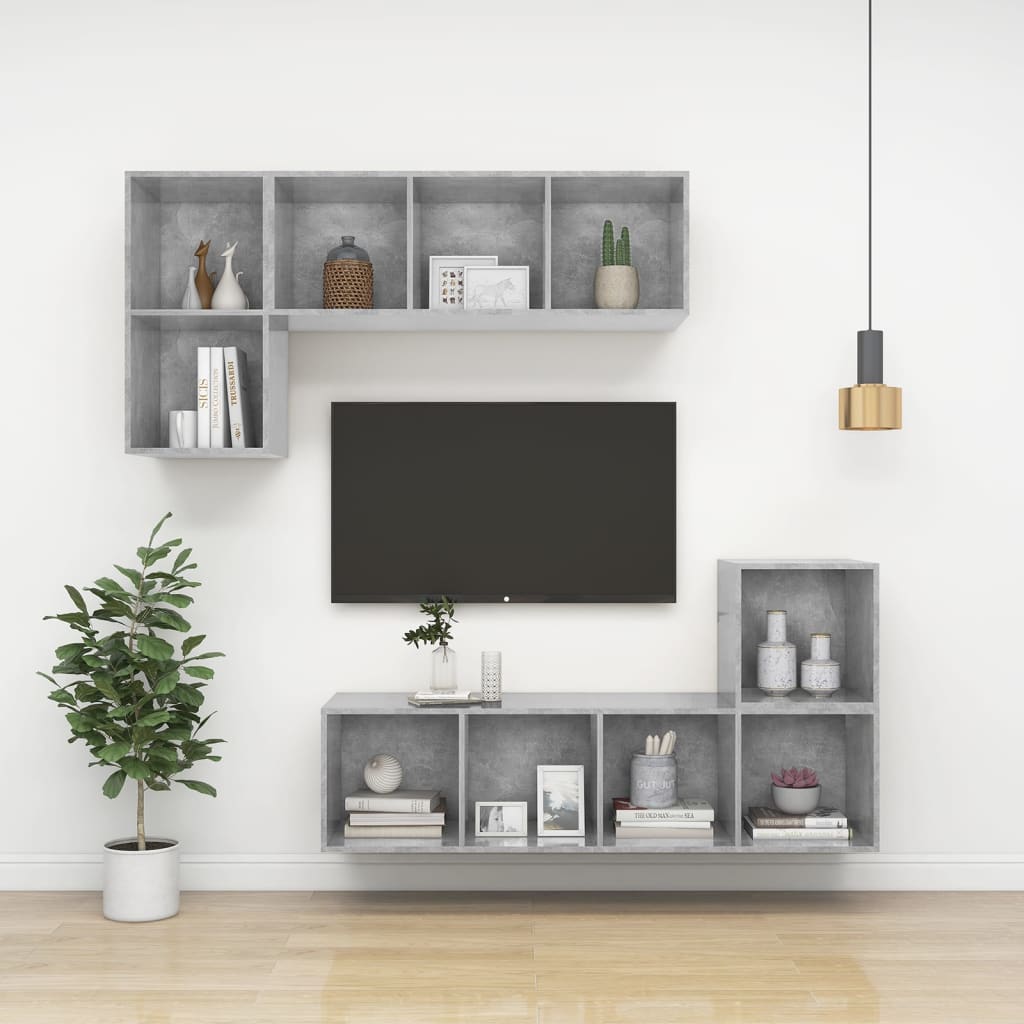 Veggskap i 2 stk 37x37x37 cm konstruert tre betonggrå