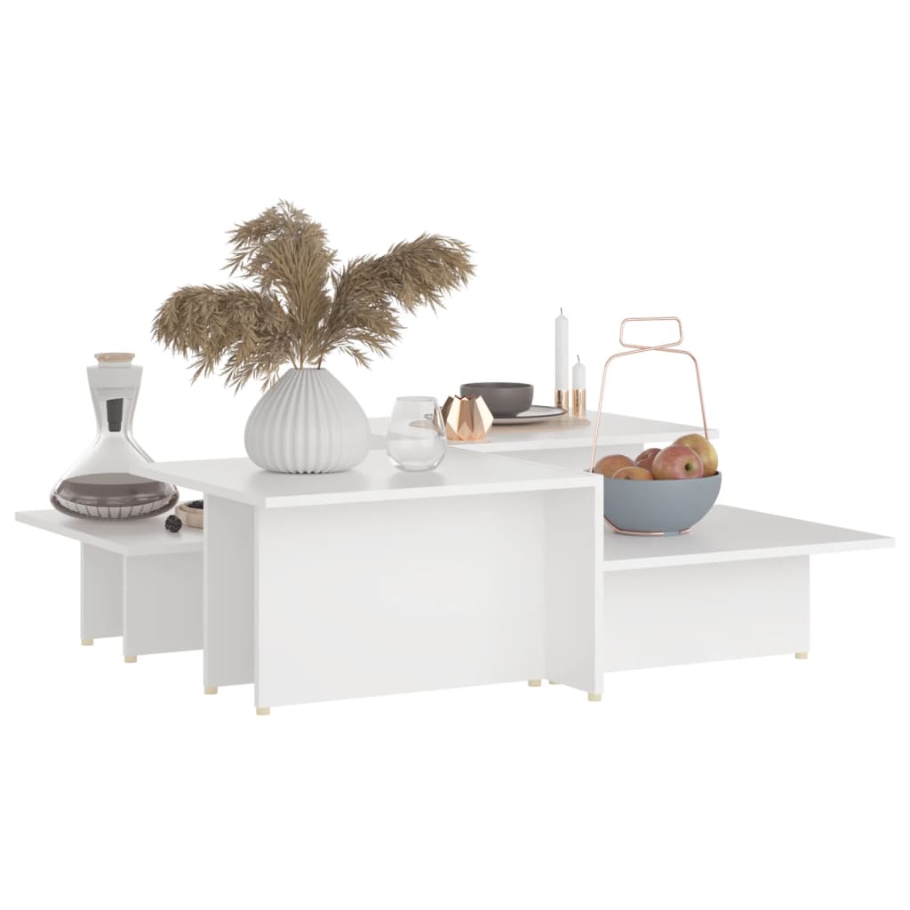 Salongbord 2 stk hvit 111,5x50x33 cm konstruert tre