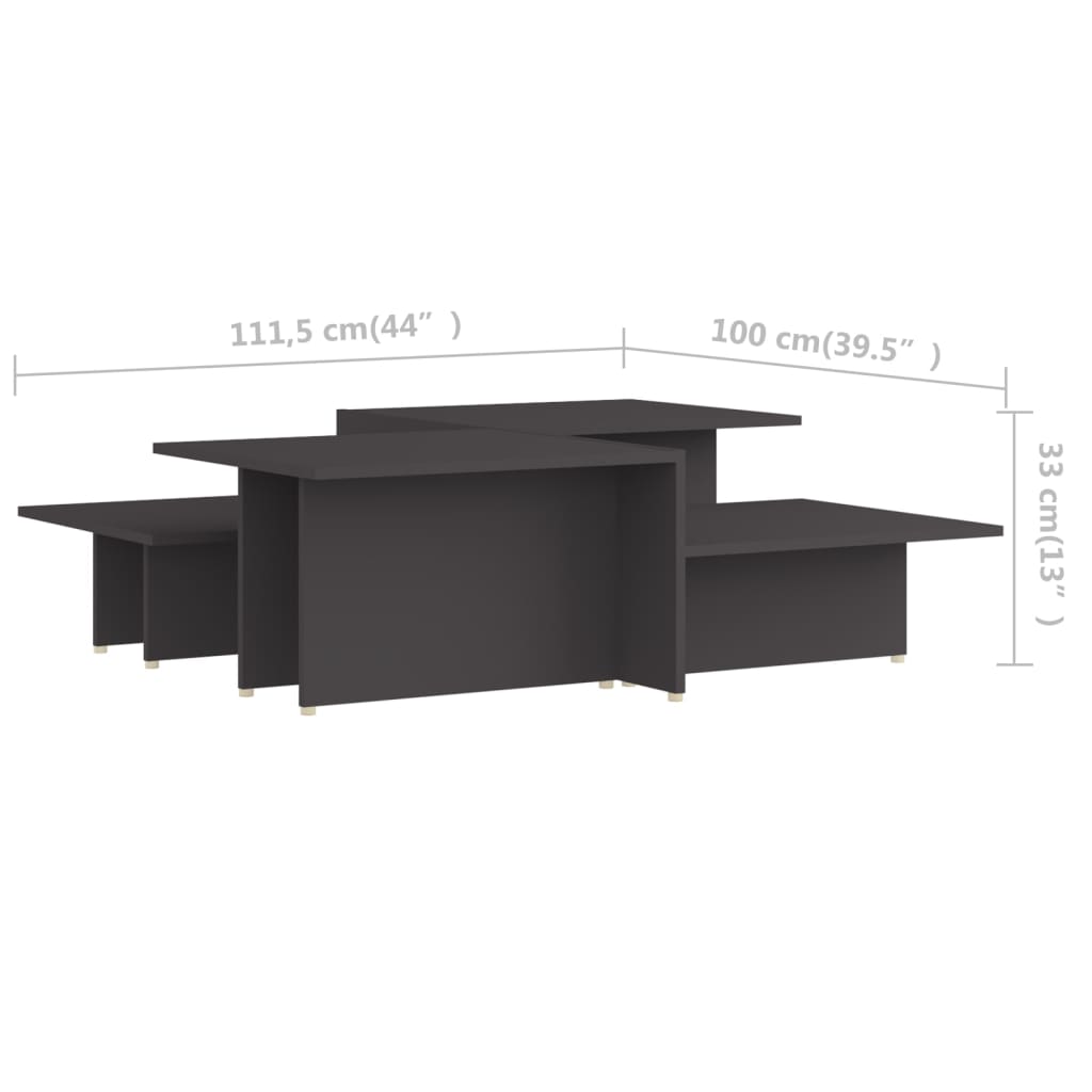 Salongbord 2 stk grå 111,5x50x33 cm konstruert tre