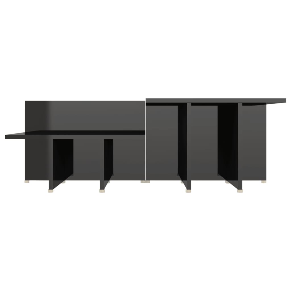 Salongbord 2 stk høyglans svart 111,5x50x33 cm konstruert tre