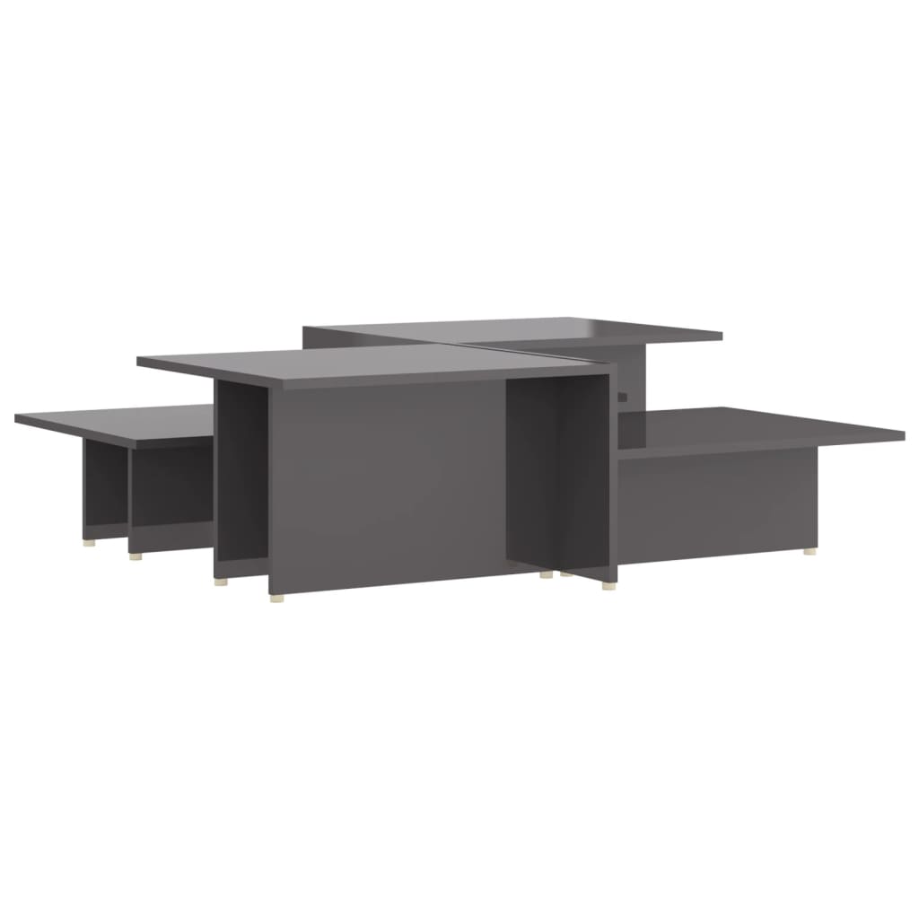 Salongbord 2 stk høyglans grå 111,5x50x33 cm konstruert tre