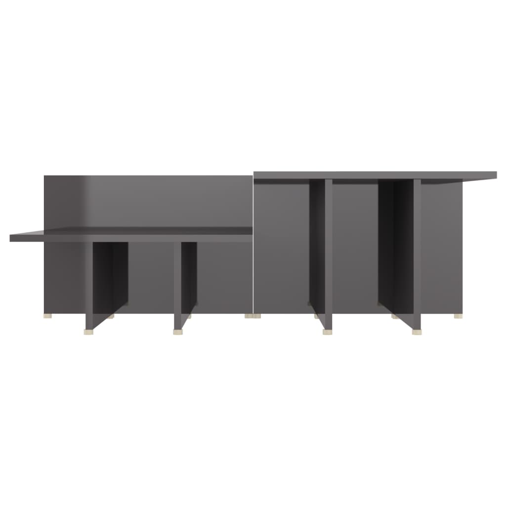 Salongbord 2 stk høyglans grå 111,5x50x33 cm konstruert tre