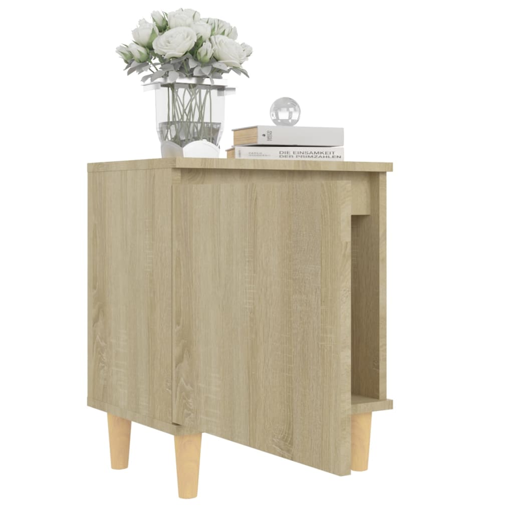 Nattbord med ben i heltre 2 stk sonoma eik 40x30x50 cm