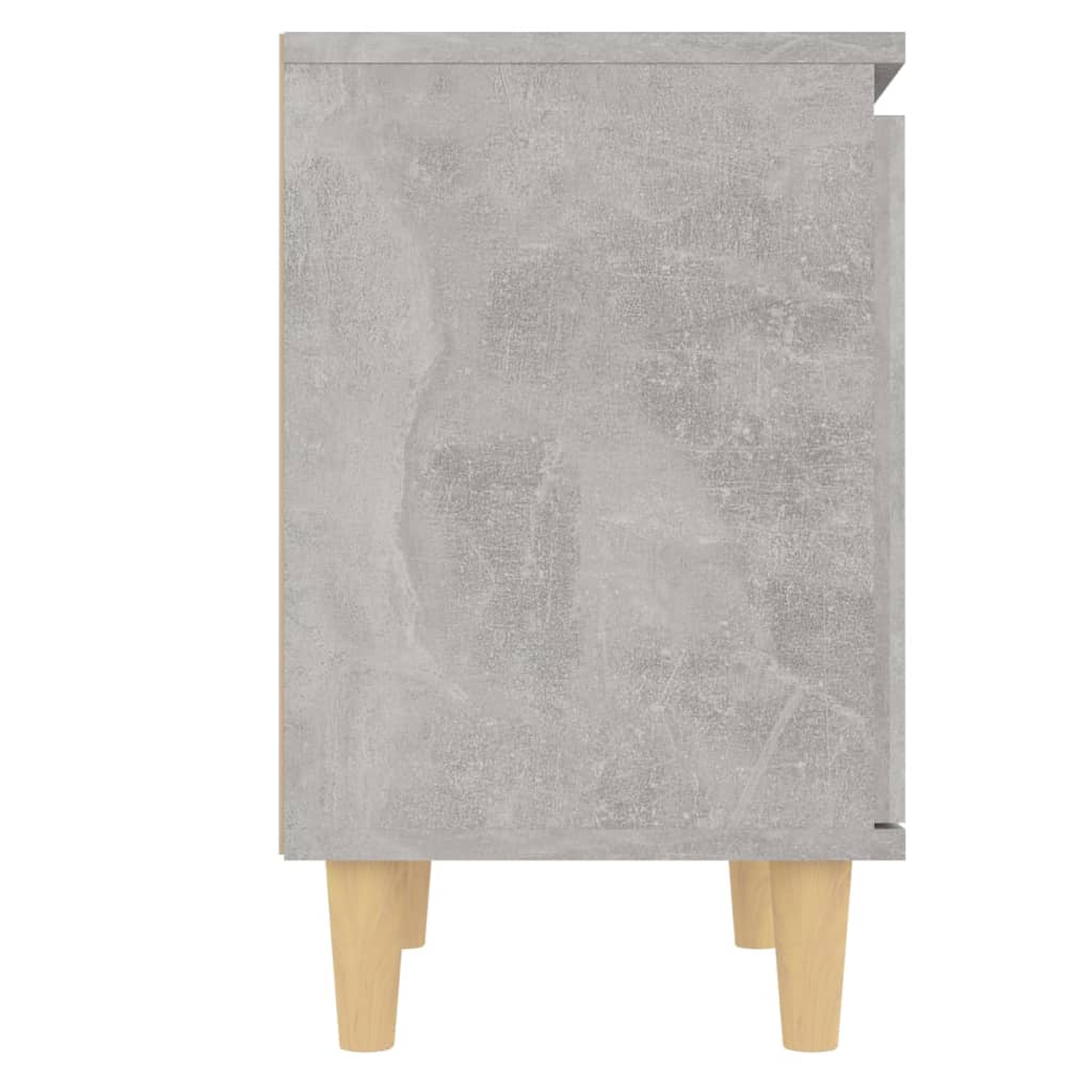 Nattbord med ben i heltre 2 stk betonggrå 40x30x50 cm