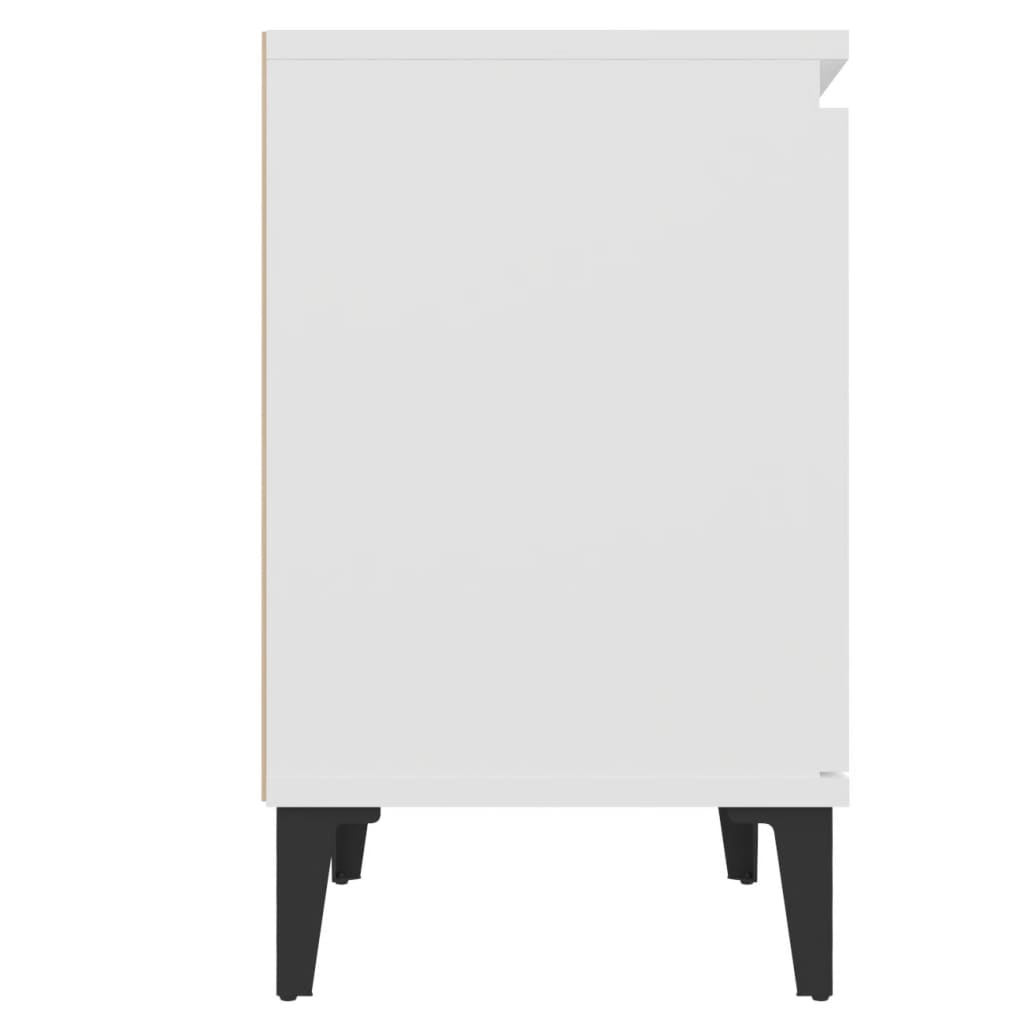 Nattbord med metallben hvit 40x30x50 cm
