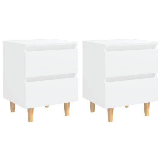Nattbord med heltre furuben 2 stk hvit 40x35x50 cm