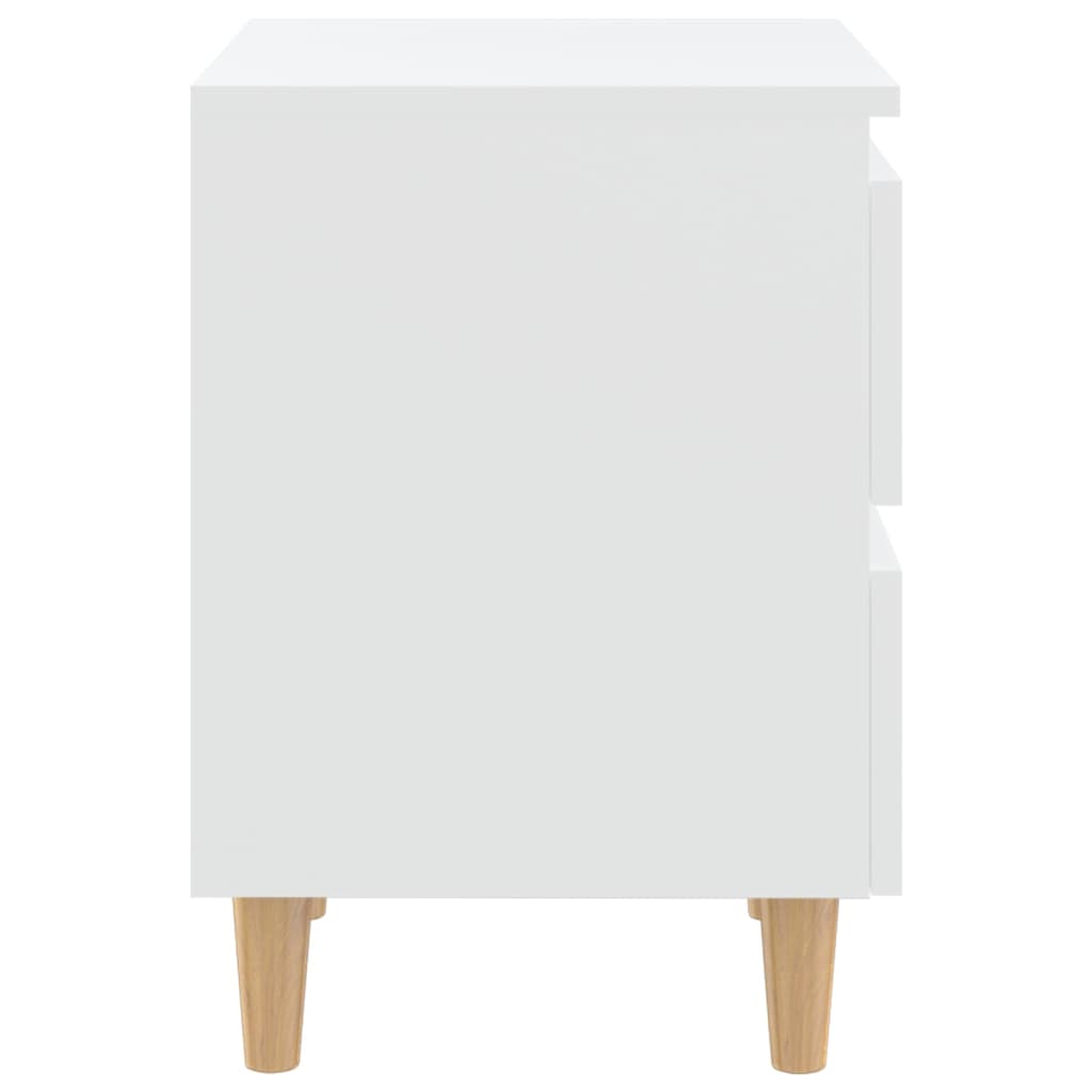 Nattbord med heltre furuben 2 stk hvit 40x35x50 cm