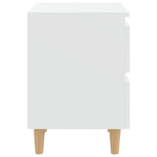 Nattbord med heltre furuben 2 stk hvit 40x35x50 cm