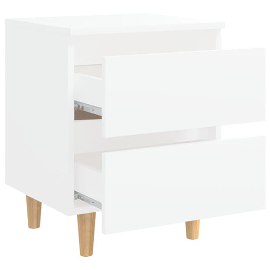 Nattbord med heltre furuben 2 stk hvit 40x35x50 cm