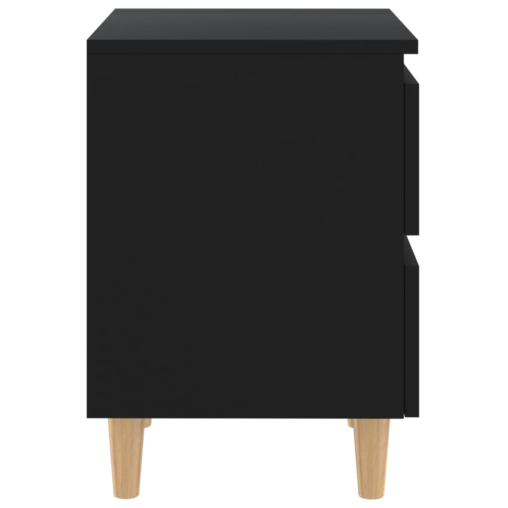 Nattbord med heltre furuben 2 stk svart 40x35x50 cm