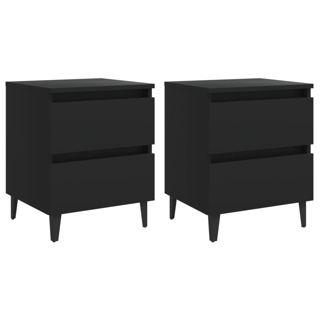 Nattbord 2 stk svart 40x35x50 cm konstruert tre
