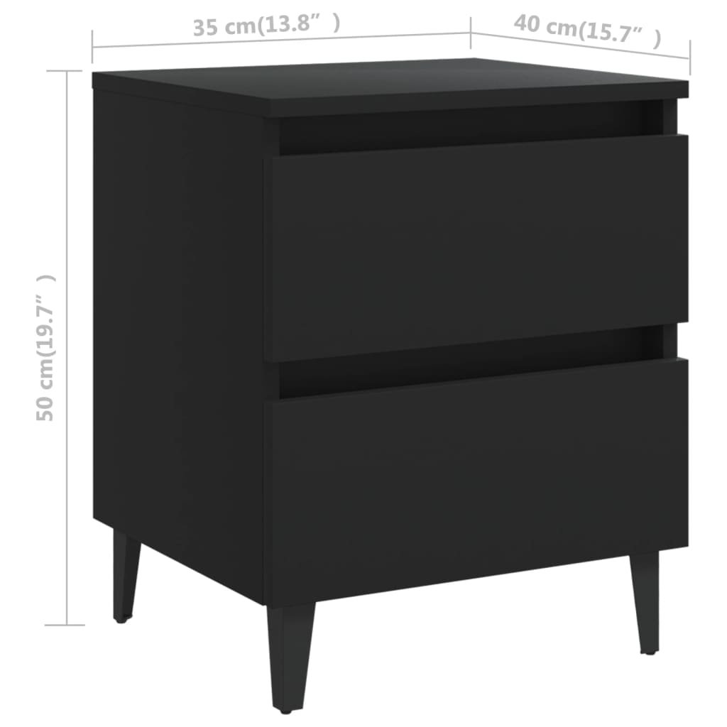 Nattbord 2 stk svart 40x35x50 cm konstruert tre