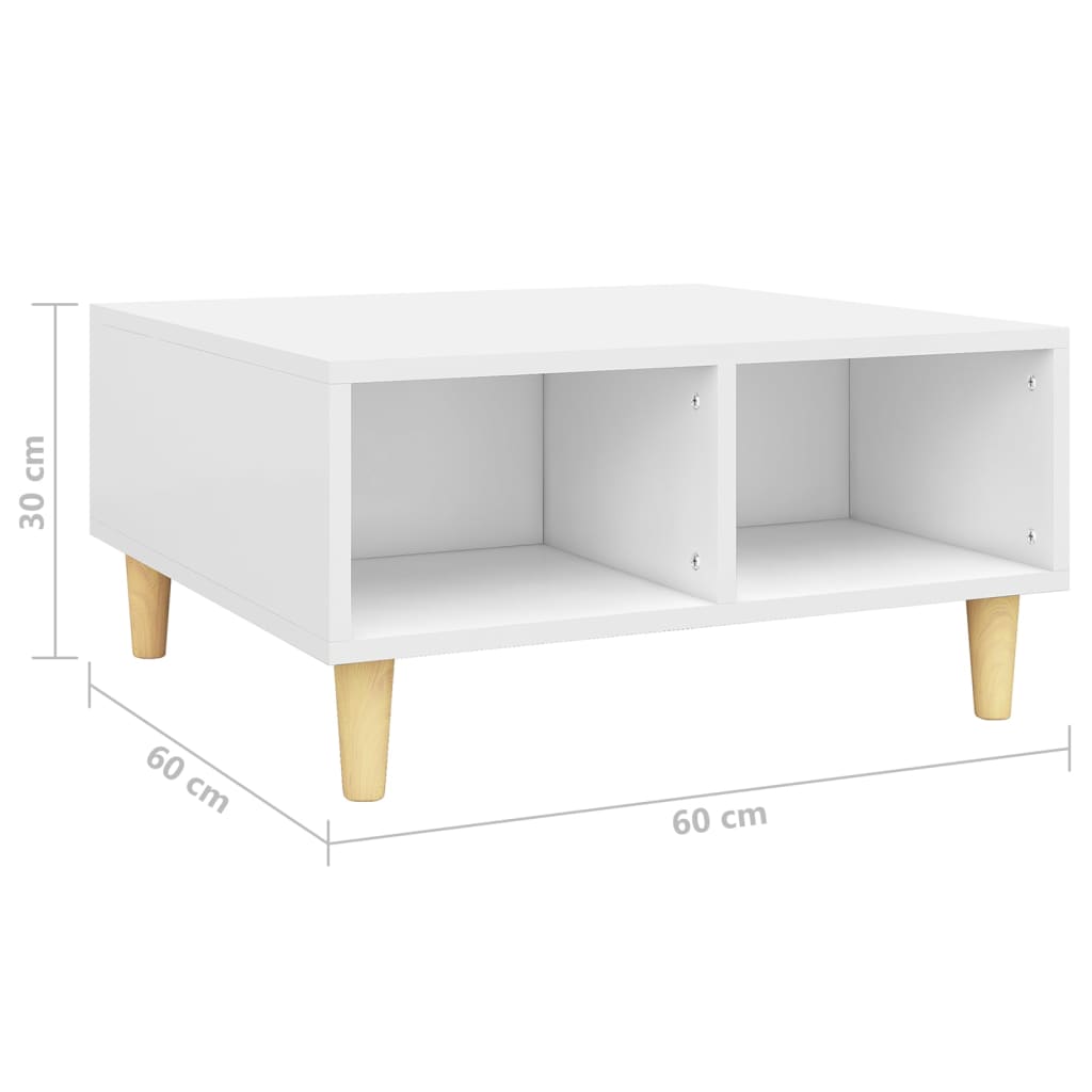 Salongbord hvit 60x60x30 cm konstruert tre