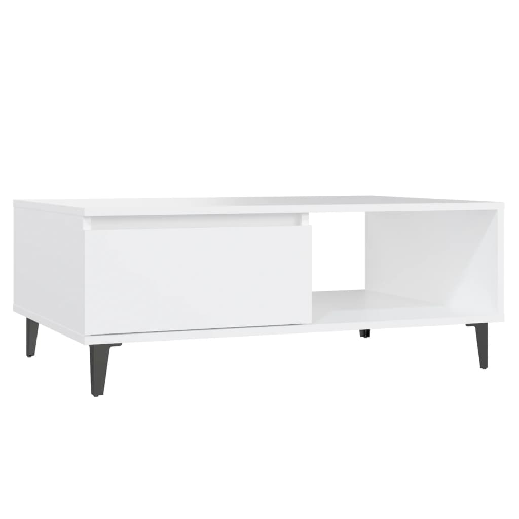 Salongbord hvit 90x60x35 cm konstruert tre