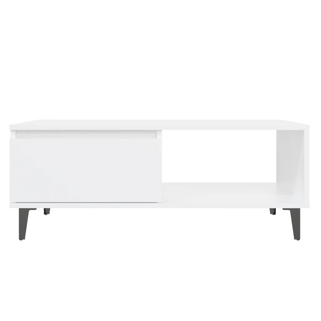 Salongbord hvit 90x60x35 cm konstruert tre
