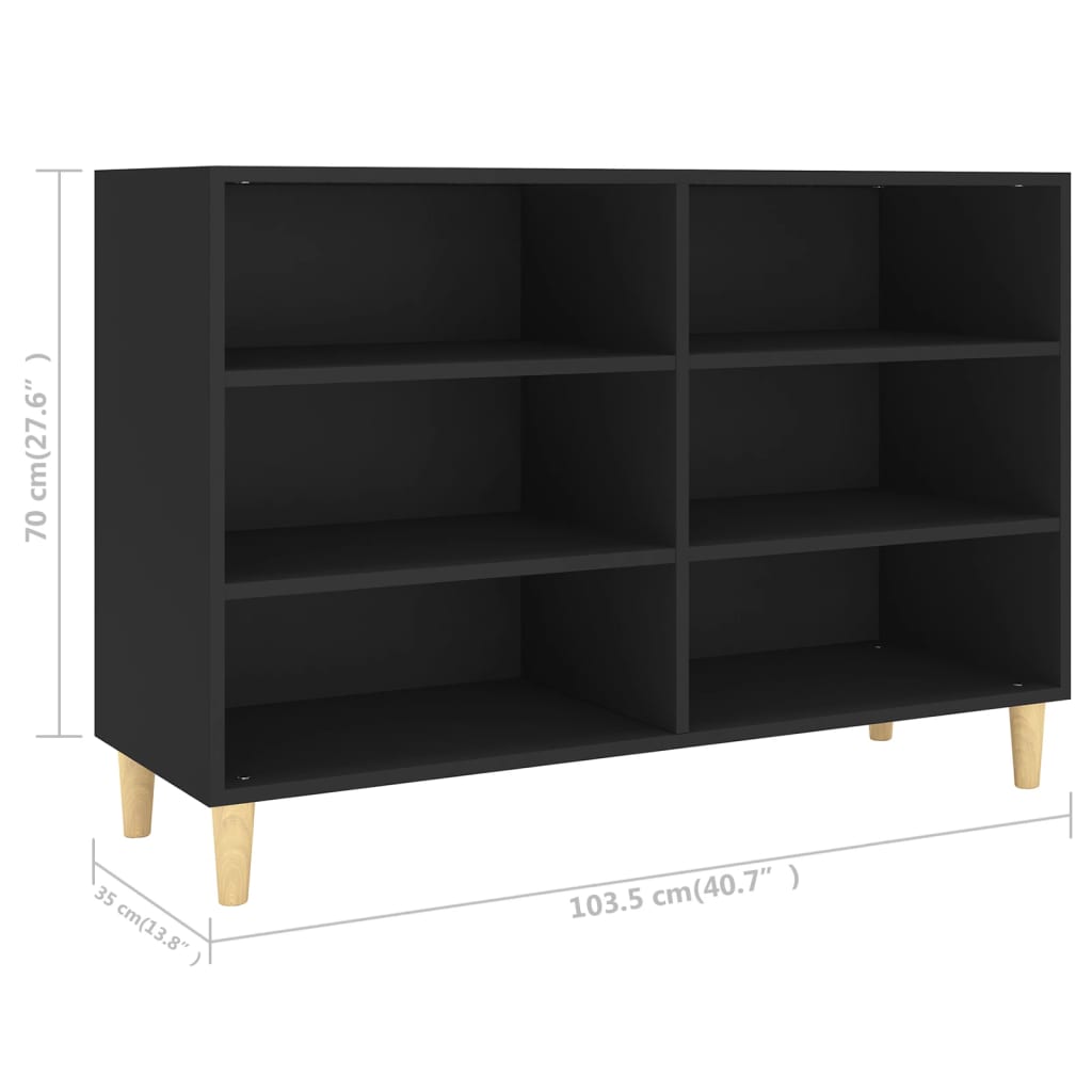 Skjenk svart 103,5x35x70 cm konstruert tre