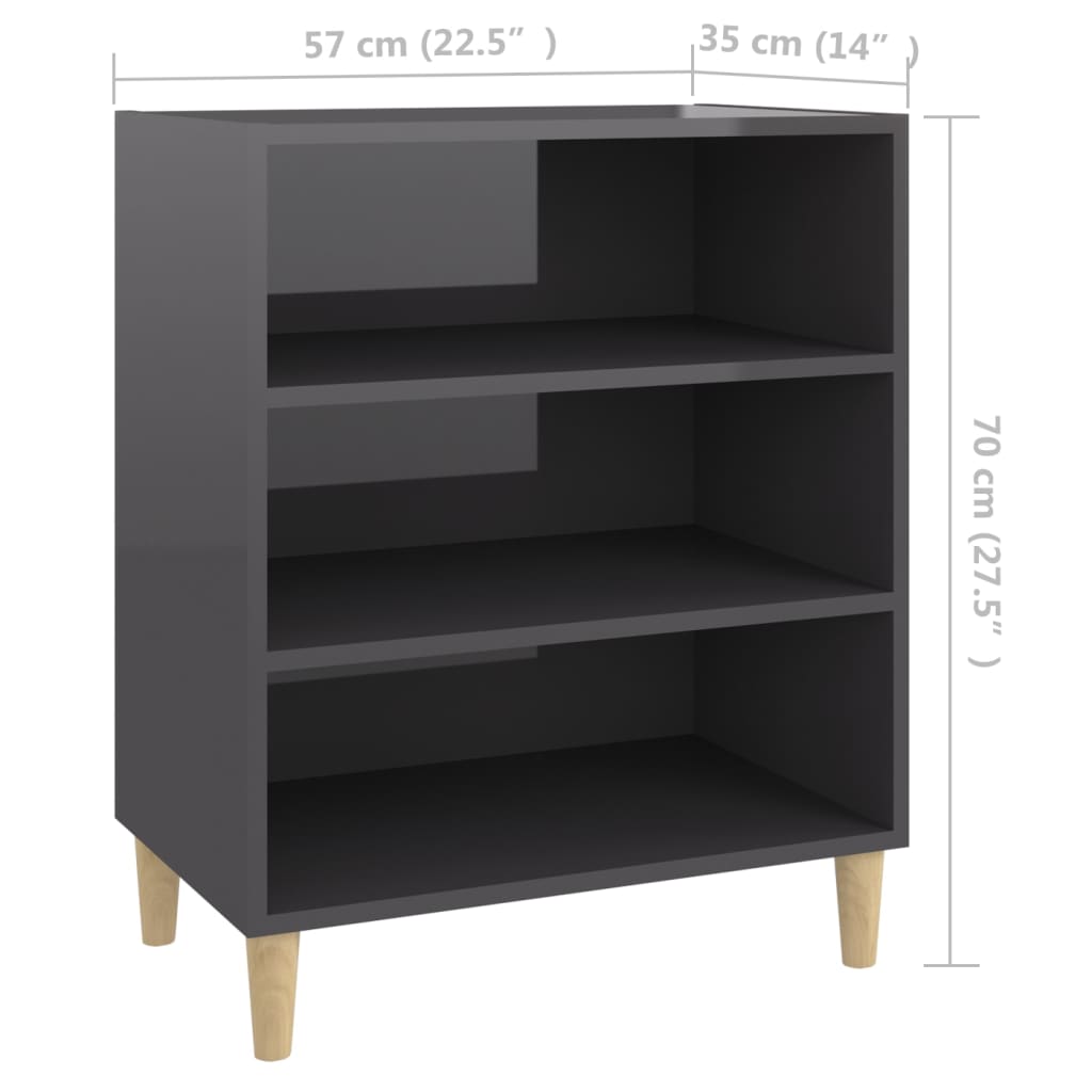 Skjenk høyglans grå 57x35x70 cm konstruert tre