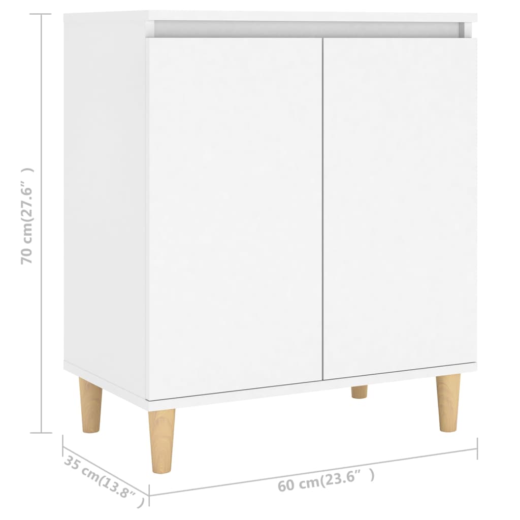 Skjenk med ben i heltre hvit 60x35x70 cm konstruert tre