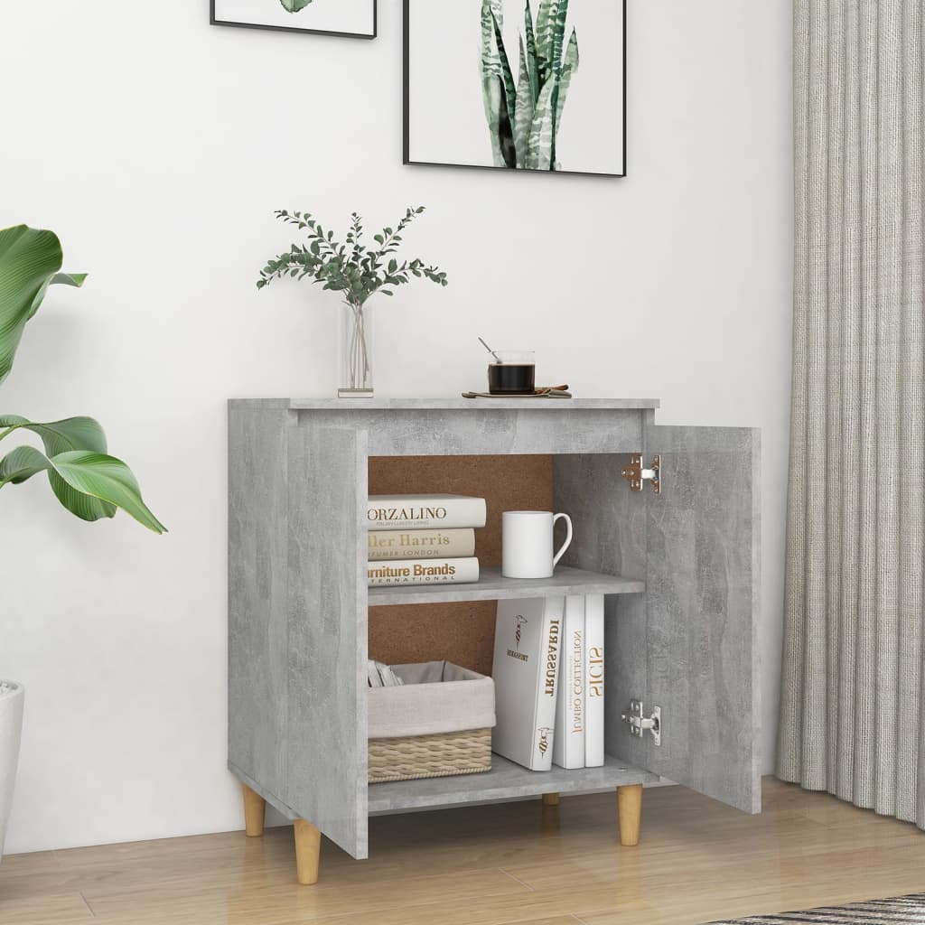 Skjenk med ben i heltre betonggrå 60x35x70 cm konstruert tre