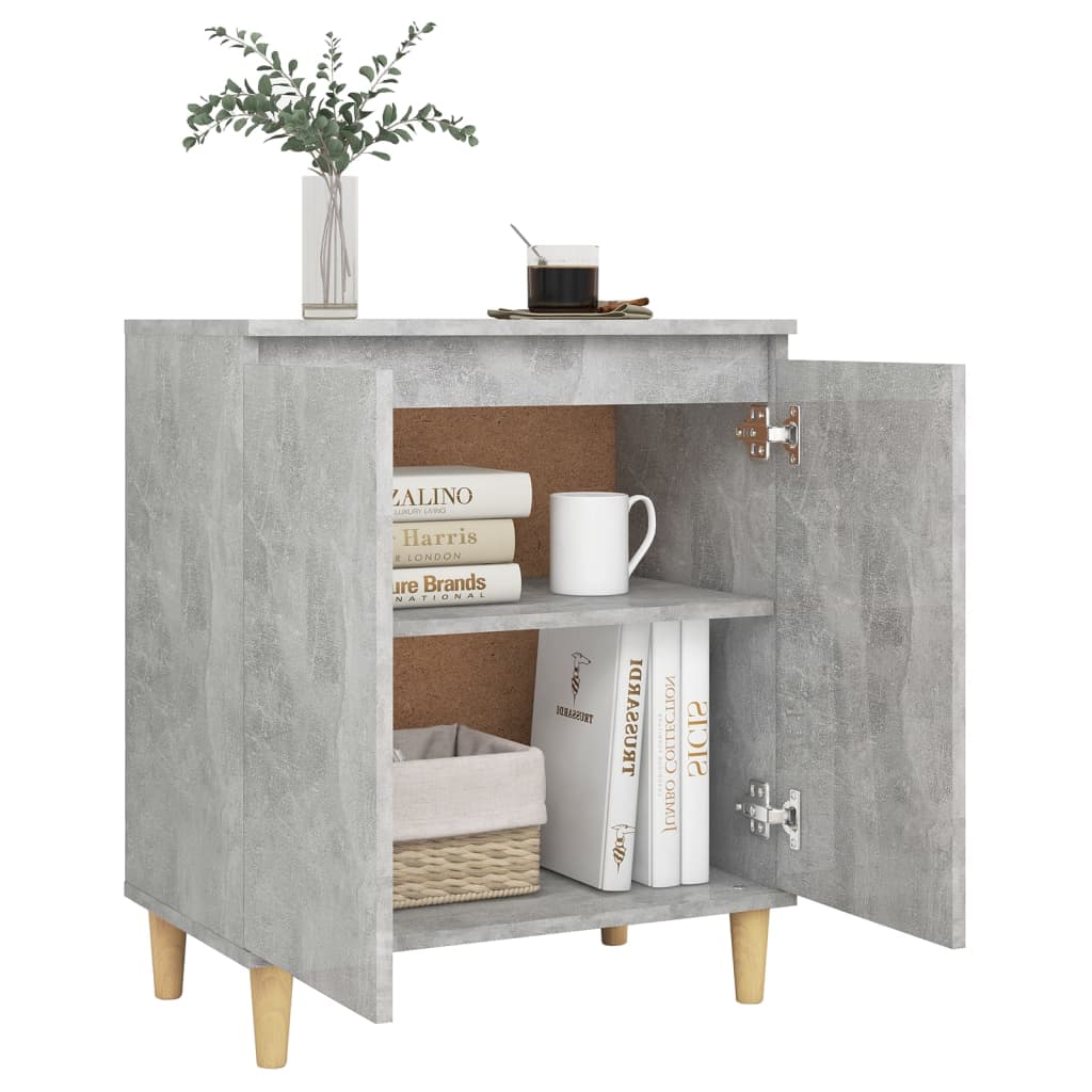 Skjenk med ben i heltre betonggrå 60x35x70 cm konstruert tre