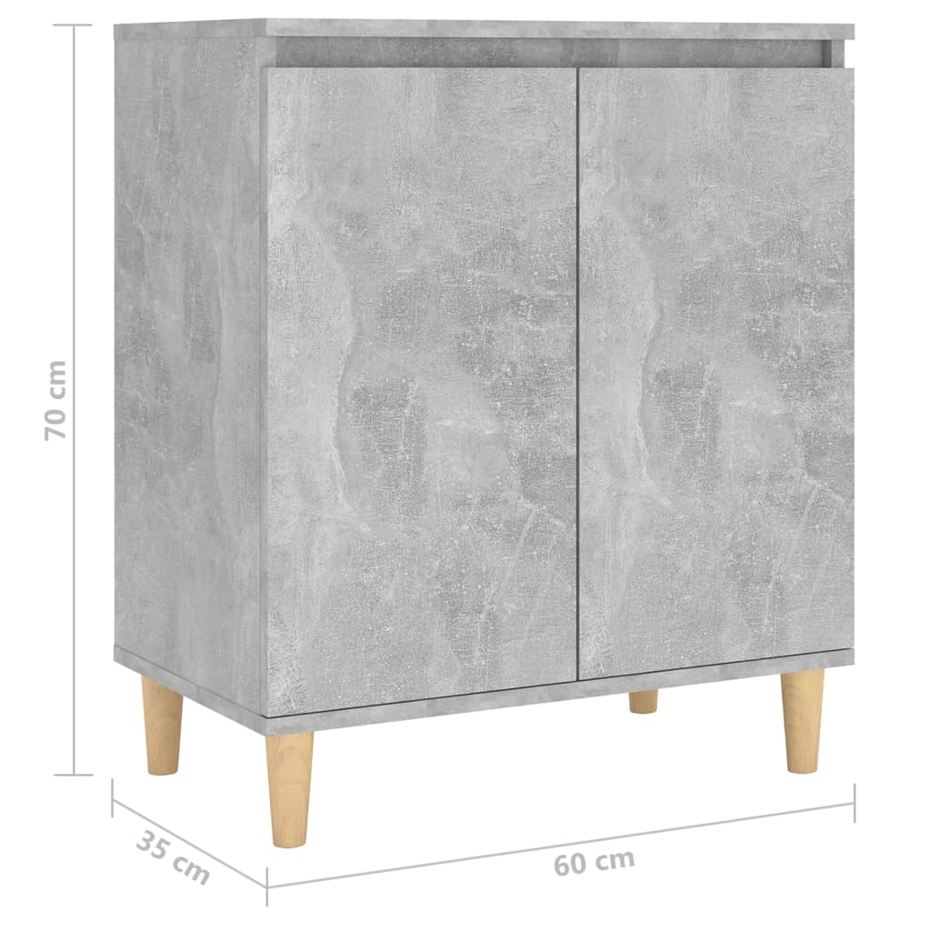 Skjenk med ben i heltre betonggrå 60x35x70 cm konstruert tre