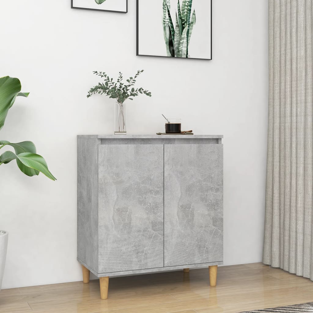 Skjenk med ben i heltre betonggrå 60x35x70 cm konstruert tre