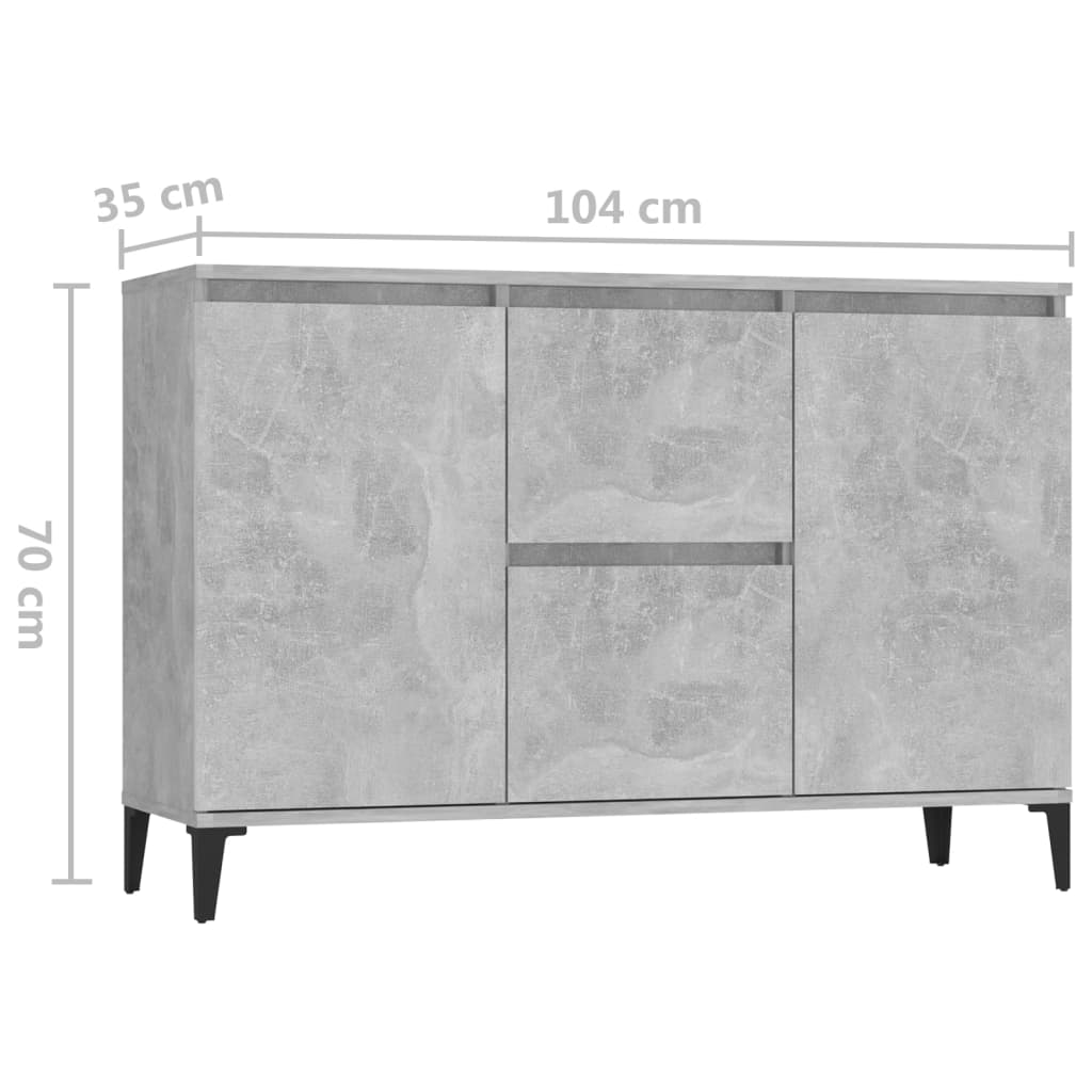 Skjenk grå 102x35x70 cm konstruert tre