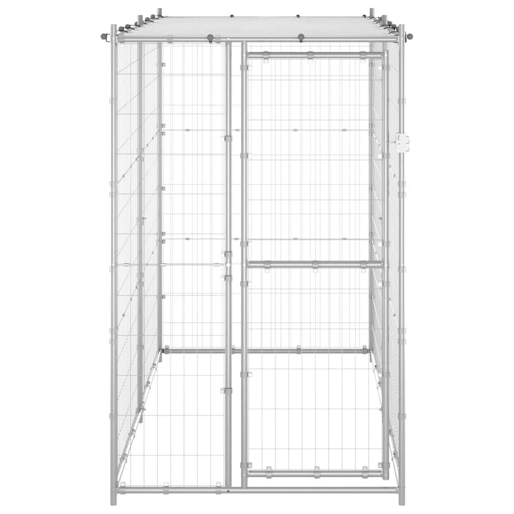 Utendørs hundegård med tak galvanisert stål 110x220x180 cm