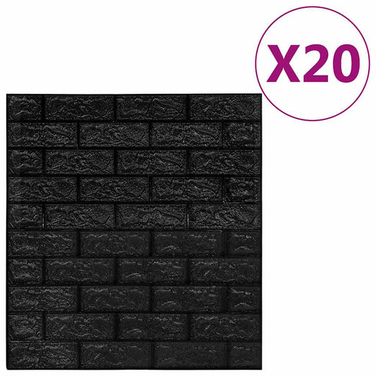 3D-tapet murstein selvklebende 20 stk svart