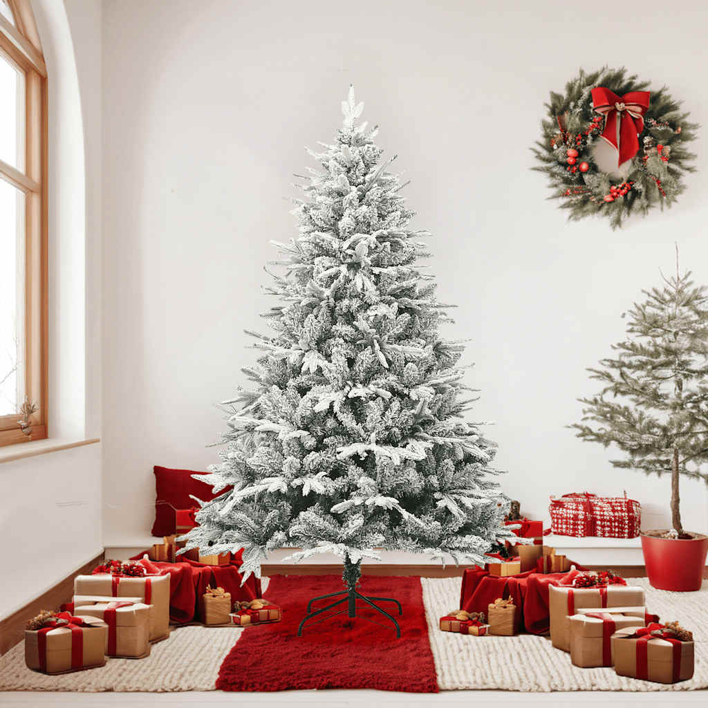 Kunstig juletre med flokket snø grønn 180 cm PVC og PE