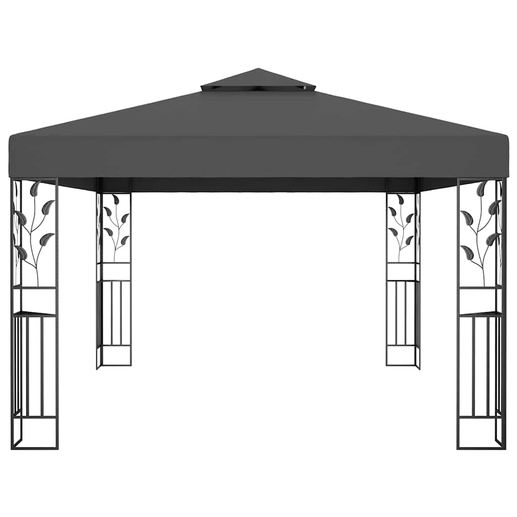 Paviljong med dobbelt tak og LED-lysslynge 3x4 m antrasitt