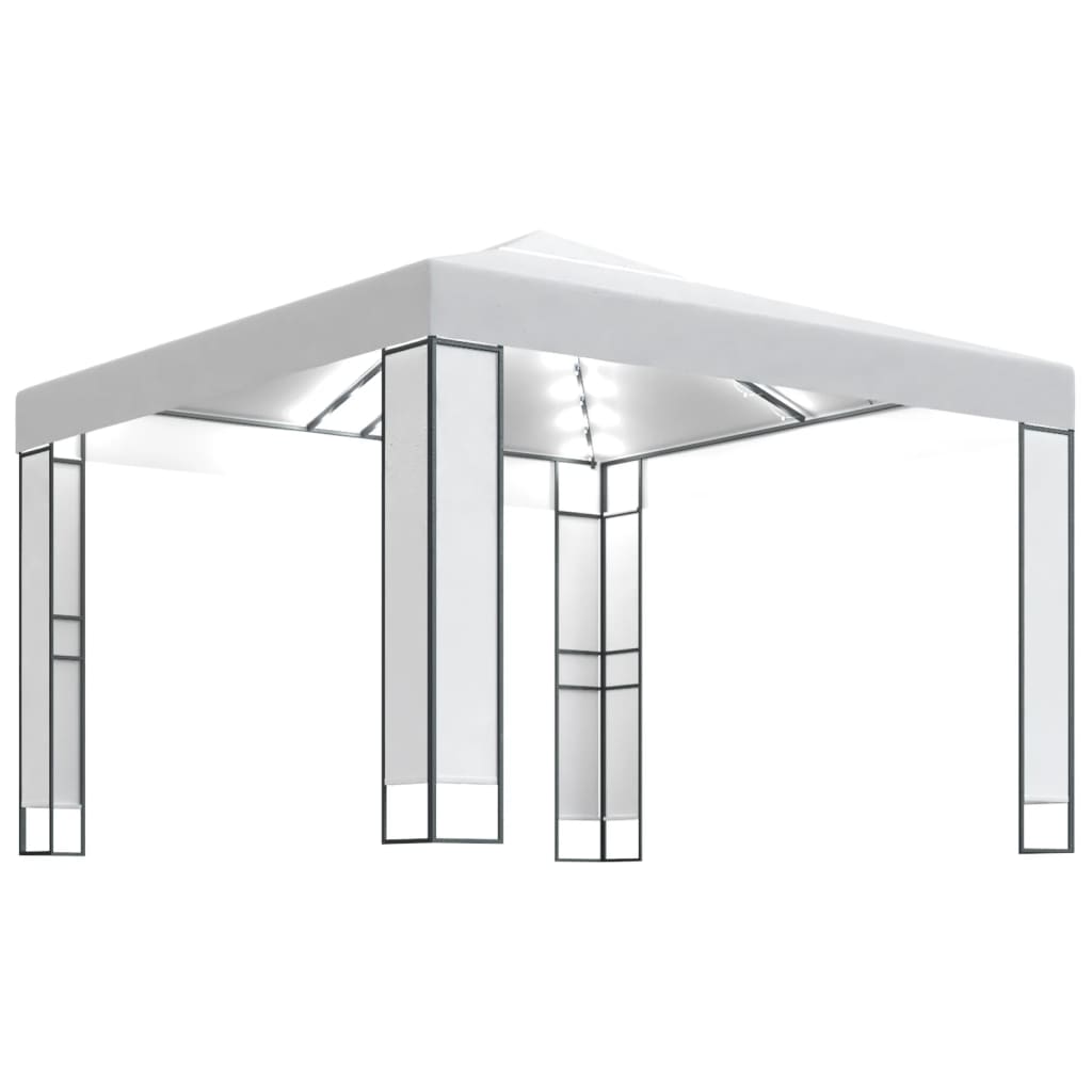 Paviljong med dobbelt tak og LED-lysslynge 3x3 m hvit