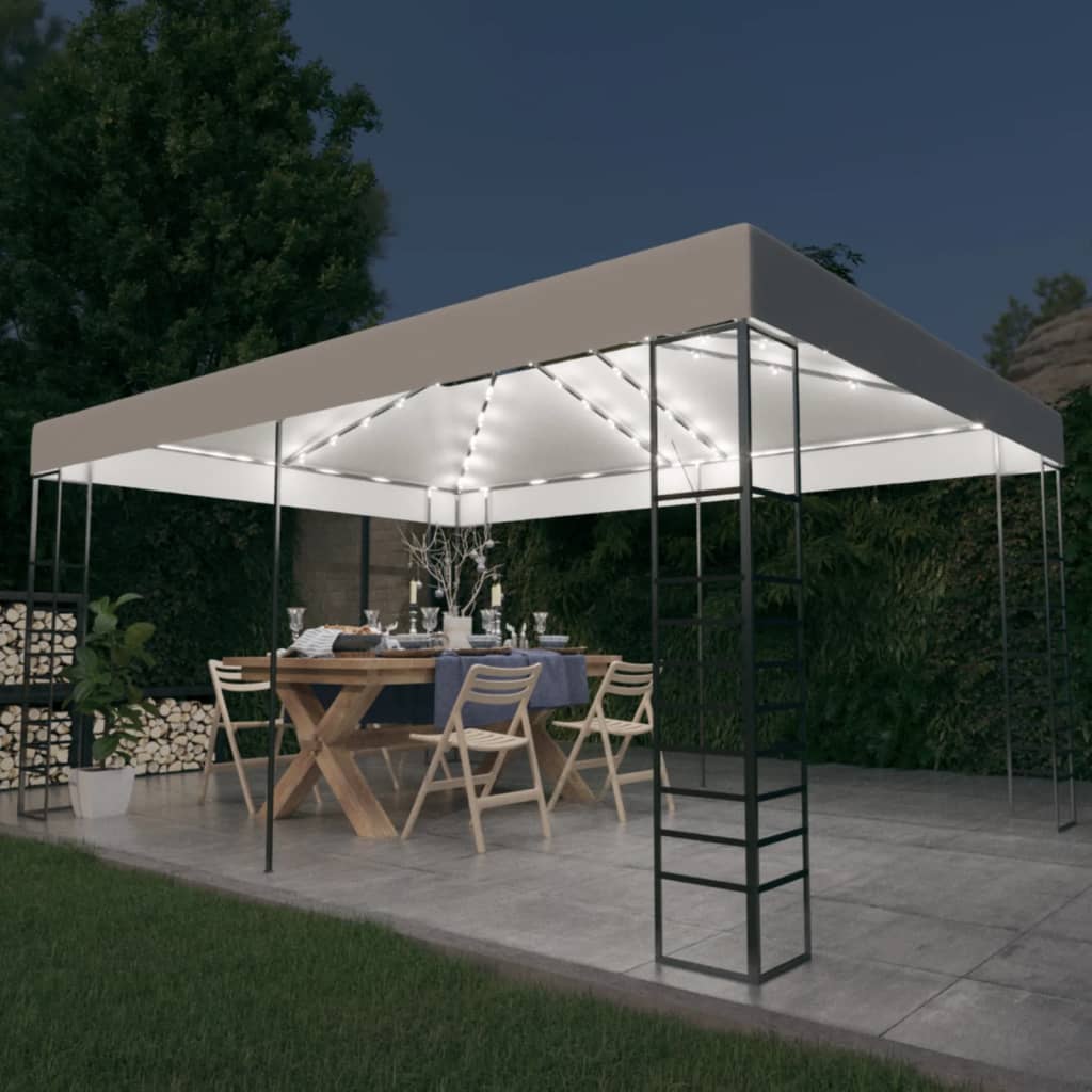 Paviljong med LED-lysslynge 4x3x2,7 m hvit vidaXL