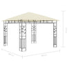 Paviljong med myggnett og LED-lysslynge 3x3x2,73 m kremhvit