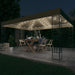 Paviljong med LED-lysslynge 3x4 m gråbrun stoff