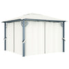 Paviljong med gardin og LED-strenglys 3x3 m kremhvit aluminium