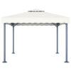 Paviljong med LED-strenglys 300x300 cm kremhvit aluminium