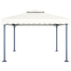 Paviljong med LED-strenglys 400x300 cm krem aluminium
