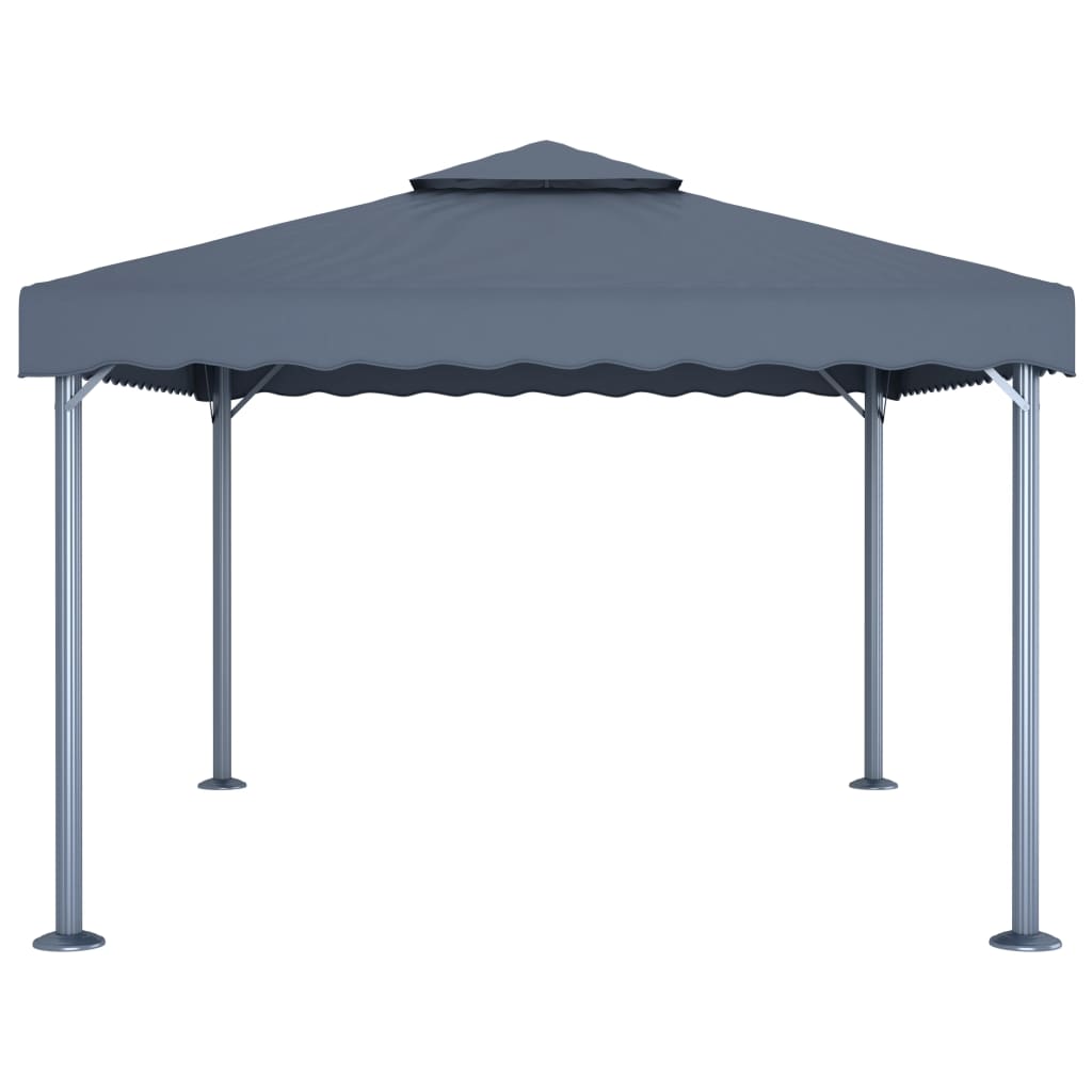 Paviljong og LED-strenglys 400x300 cm antrasitt aluminium