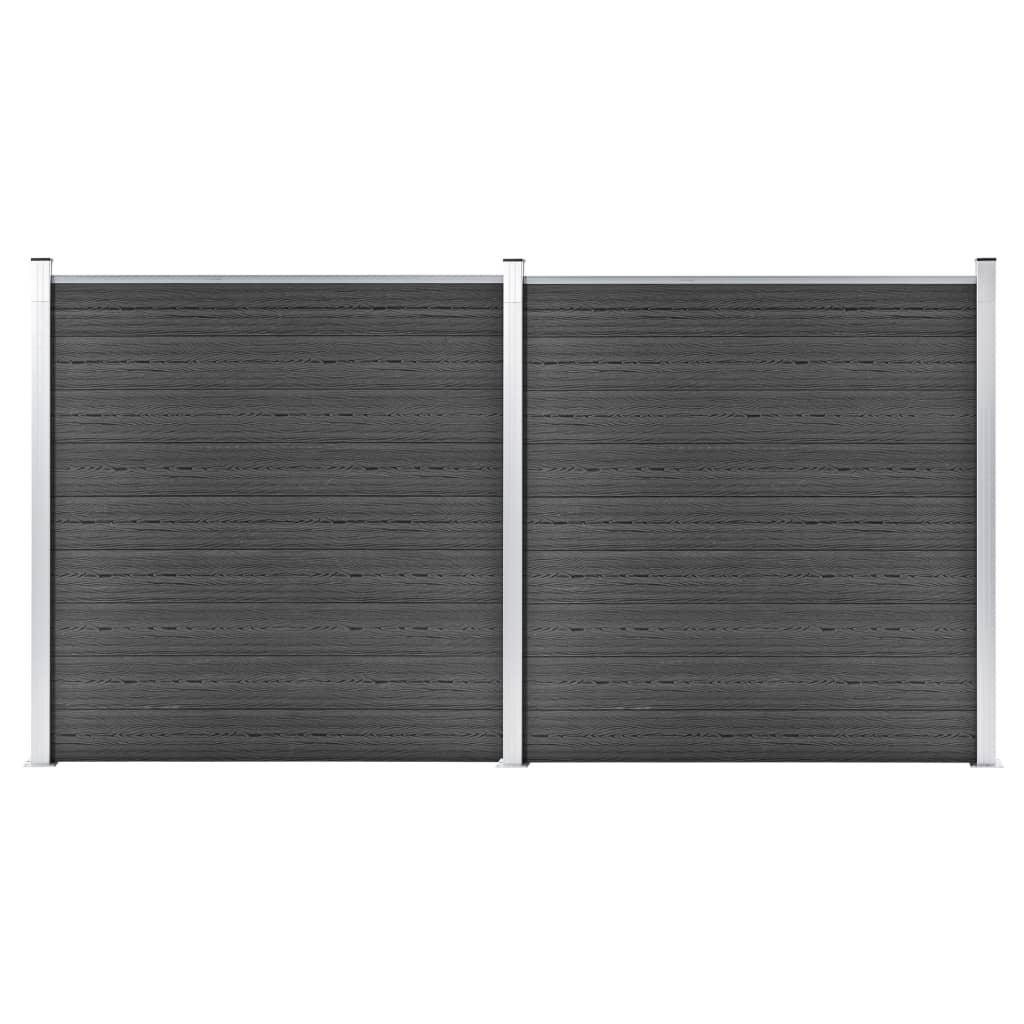 Gjerdepanelsett WPC 353x186 cm svart