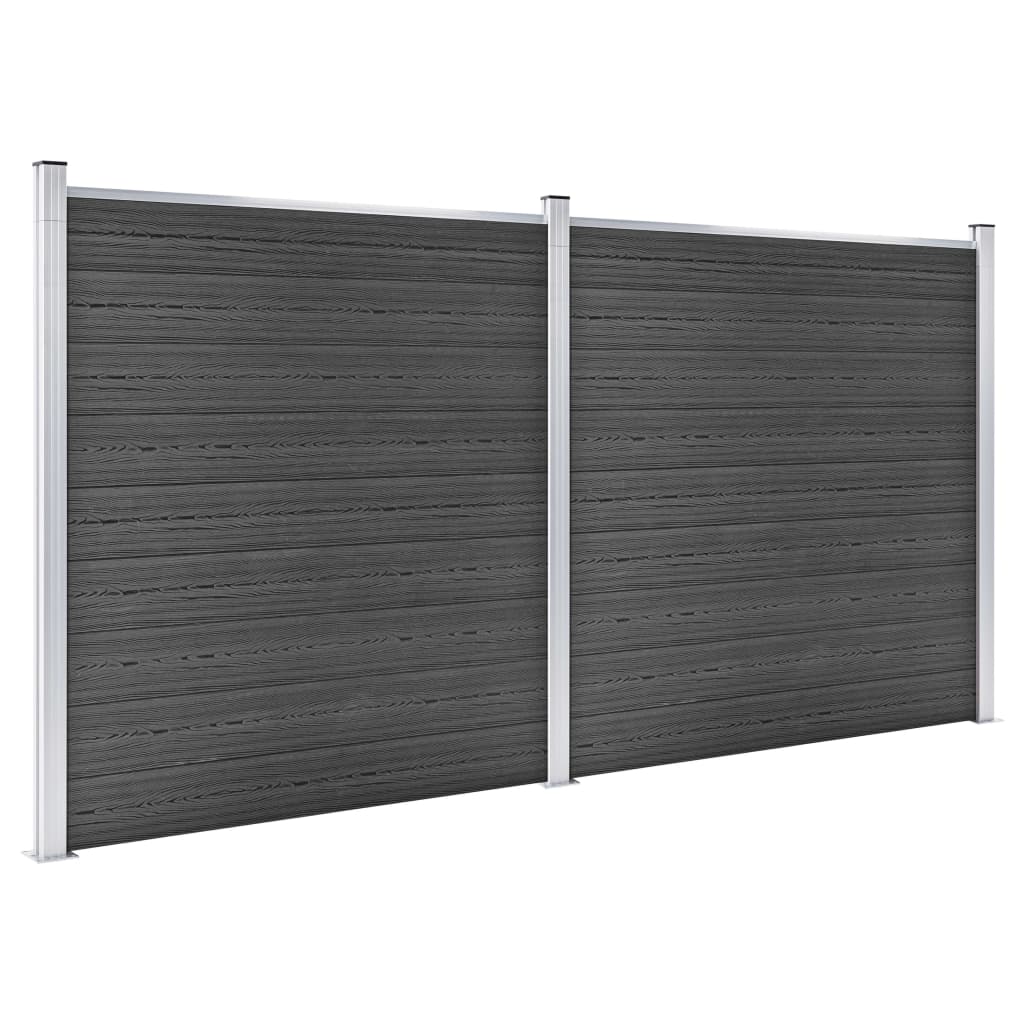 Gjerdepanelsett WPC 353x186 cm svart