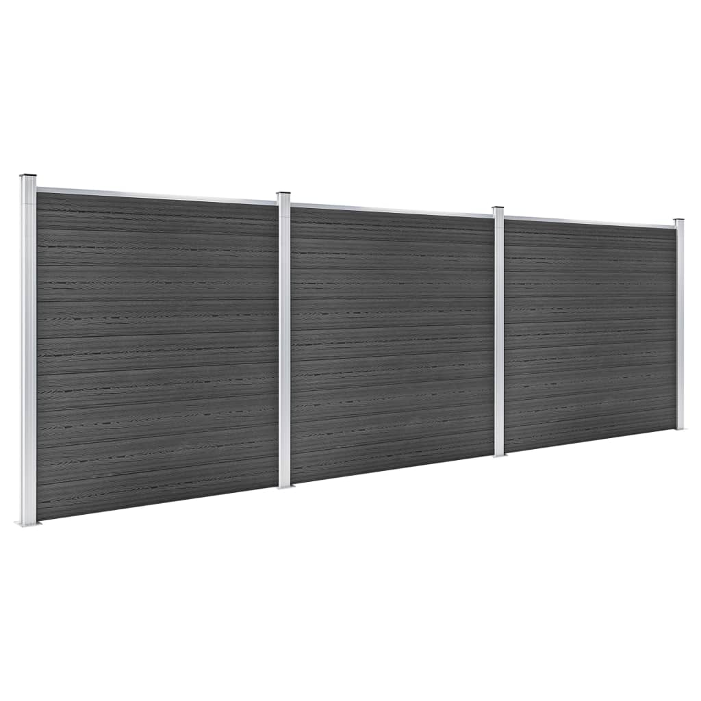 Gjerdepanelsett WPC 526x186 cm svart