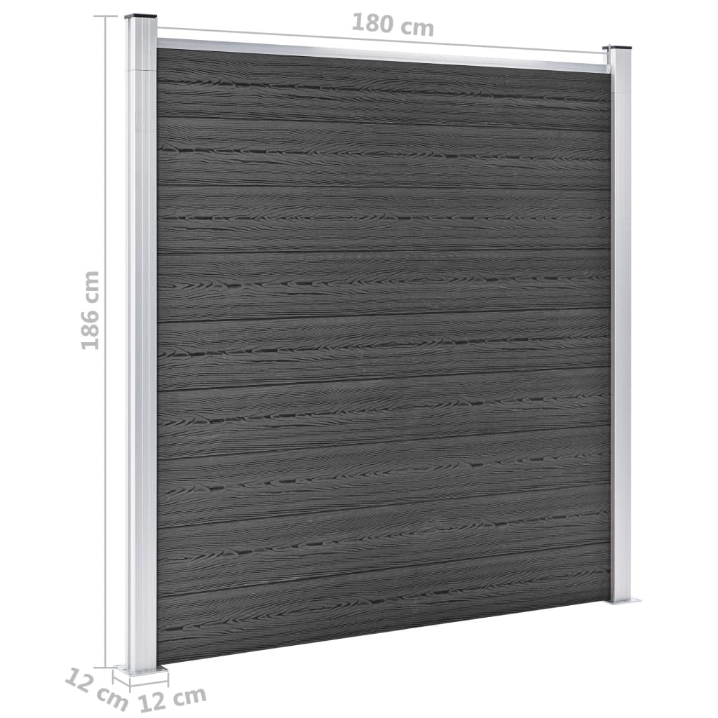 Gjerdepanelsett WPC 526x186 cm svart