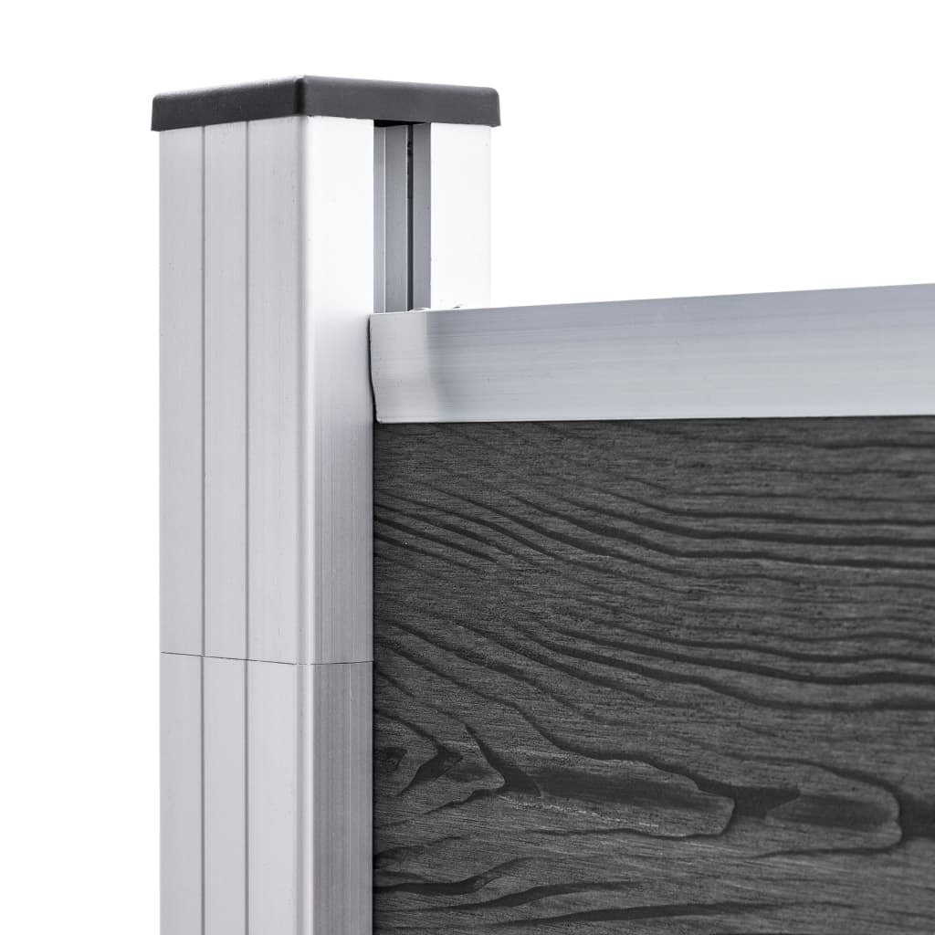 Gjerdepanelsett WPC 526x186 cm svart