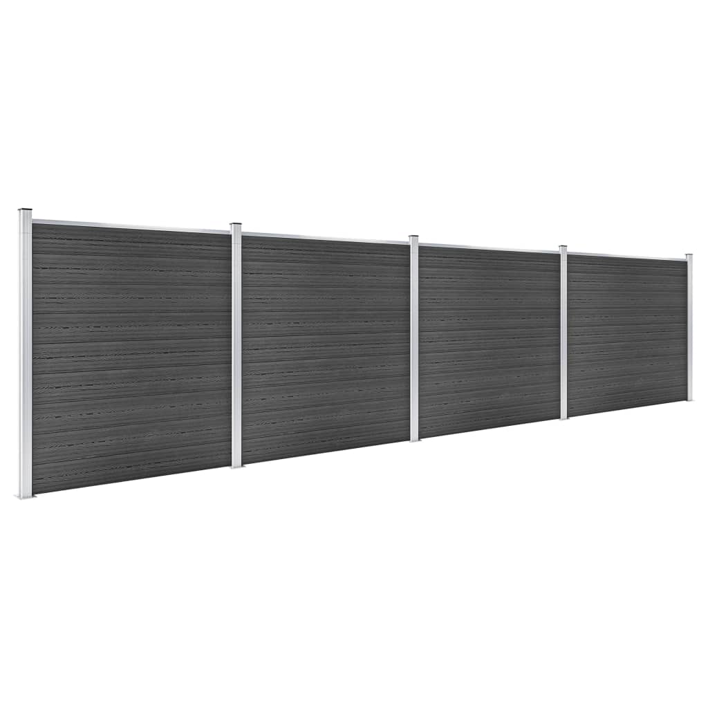 Gjerdepanelsett WPC 699x186 cm svart