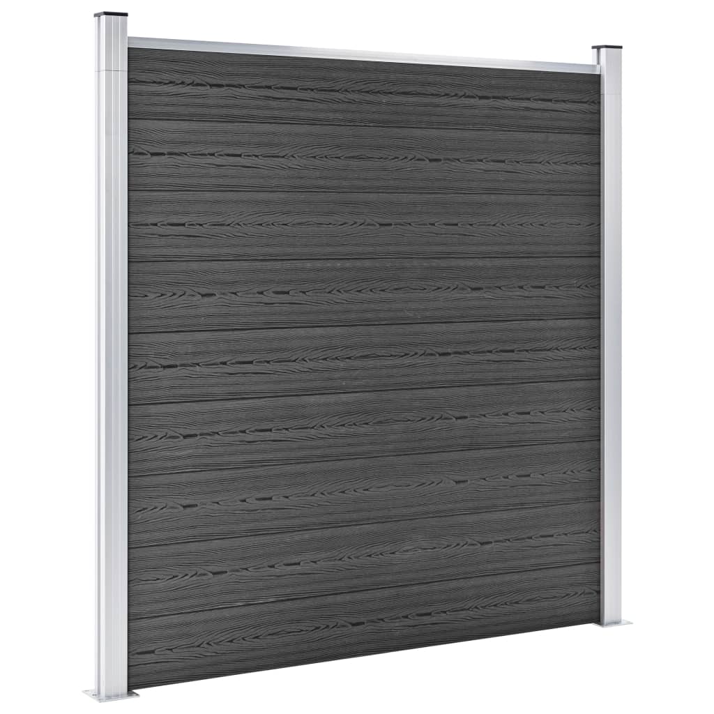 Gjerdepanelsett WPC 699x186 cm svart