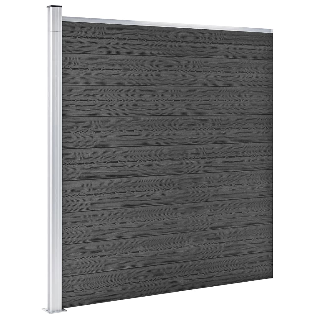 Gjerdepanelsett WPC 699x186 cm svart
